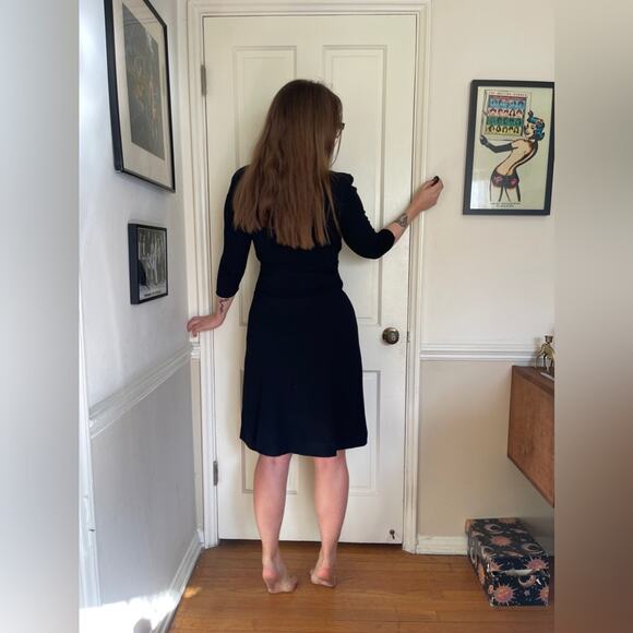 40s Vintage Black Rayon Dress - Picture 2 of 8